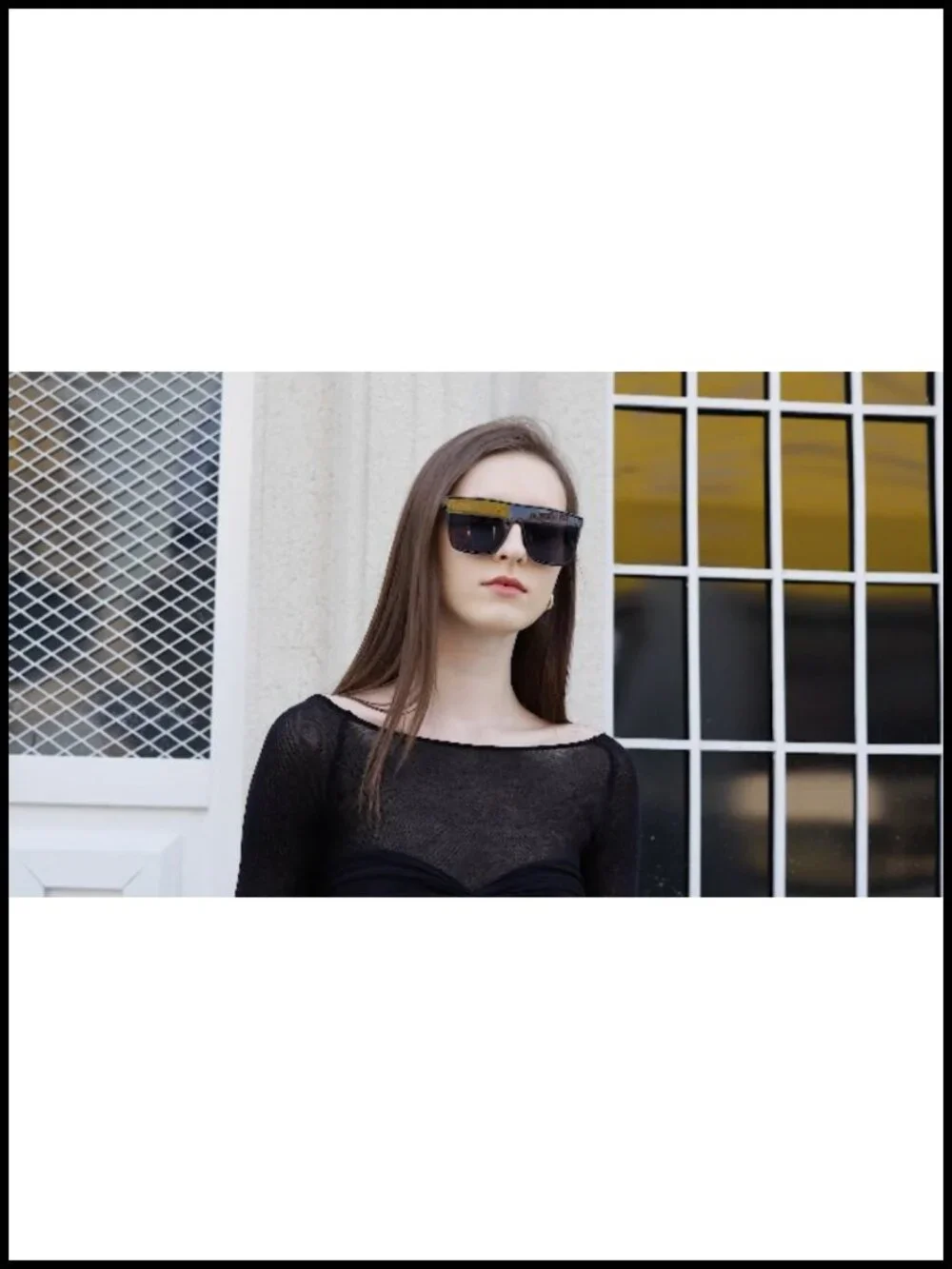 Square Oversized Sunglasses Retro Flat Top Shield UV Protection Once Piece Lens